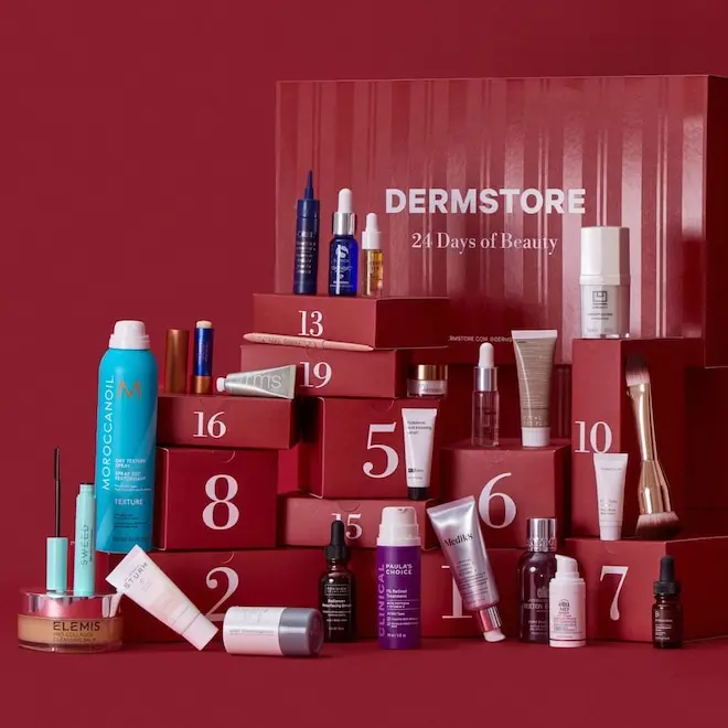 Um Calendário de Advent da Dermstore, que custa 1145 dólares, pode ser adquirido por apenas 250 dólares. Essa oferta mo…