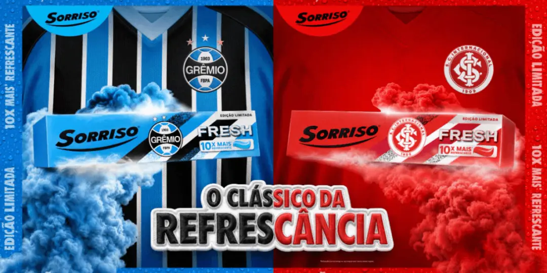 Sorriso lança pasta de dente com licenciamento do Grêmio e Internacional, chamada Clássico da Refrescância. A ideia de …