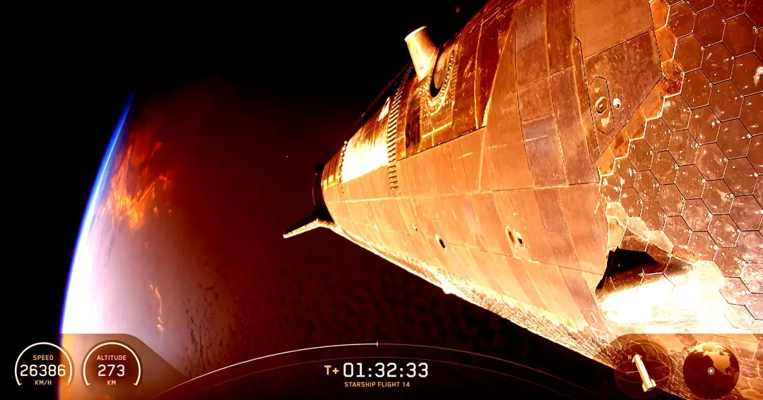 Sucesso no teste 14 do Starship, a espaçonave colocou 26 satélites Starlink em órbita, mesmo com falha no motor Raptor.…
