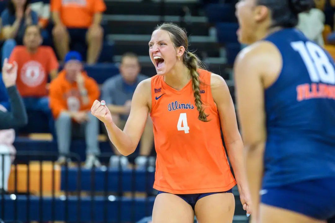 Illinois Volleyball tem um desempenho forte, com a dupla Chapman e De Boer marcando 26 pontos contra a Minnesota. É bom…