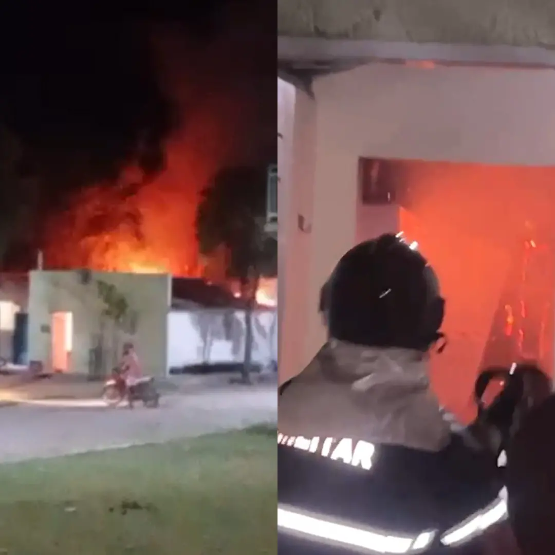 Incêndio atingiu casa em Apodi, RN, após o registro regulador do botijão de gás quebrar. Cinco pessoas conseguiram sair…