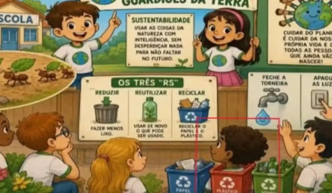 Material didático com ilustração de menino negro em lixeira foi distribuido a alunos do 3º ano em escolas de Itapeceric…
