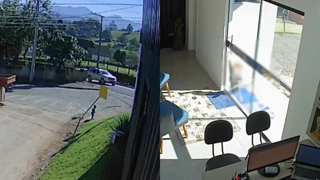 Bebê de 1 ano e 6 meses saiu sozinho da creche e caminhou cerca de 50 metros até o trabalho da mãe em Braço do Norte, S…