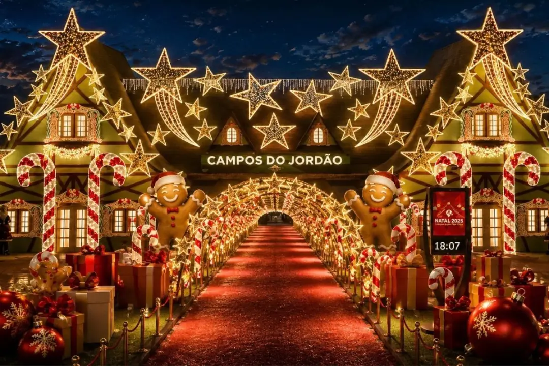 Campos do Jordão vai ter 16 km de luzes e árvore de 20 metros no Natal de 2026, começando em 30 de outubro. Um investim…