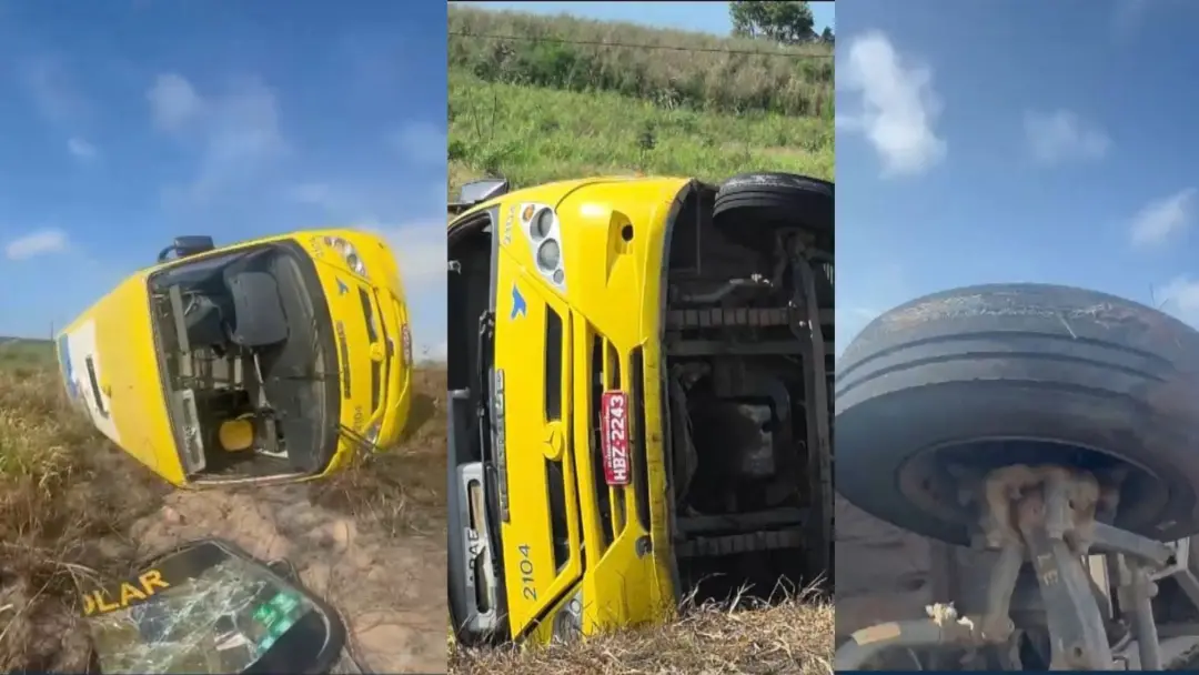 Micro-ônibus da Apae tomba em Marataízes, Espírito Santo, com 11 feridos, após pneu estourar. Transporte de pacientes c…
