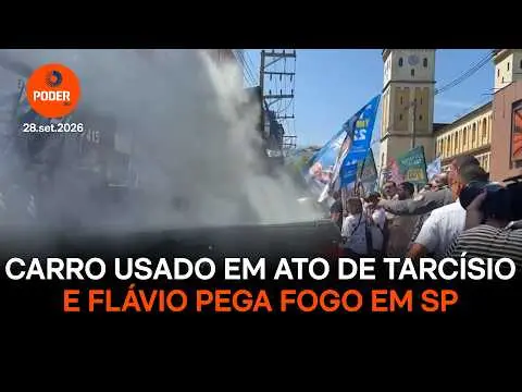Carro de campanha de Tarcísio e Flávio pegou fogo no Brás, em São Paulo, durante um ato na reta final. É frustrante ver…
