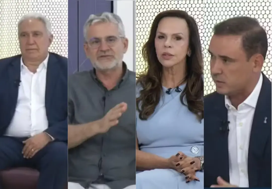 Candidatos ao governo do Tocantins debatem na TV Anhanguera, com Laurez Moreira, Witer Naves, Dorinha e Vicentinho Júni…