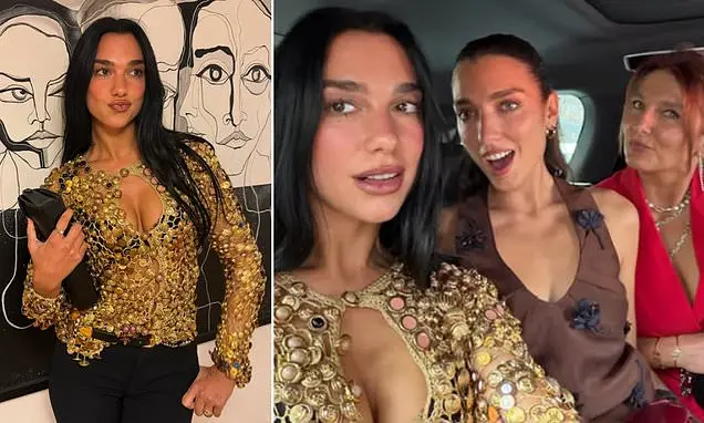 Dua Lipa apareceu em um vestido de crochê vintage em um casamento na Albânia, junto da mãe Anesa, 54, e da irmã Rina, 2…