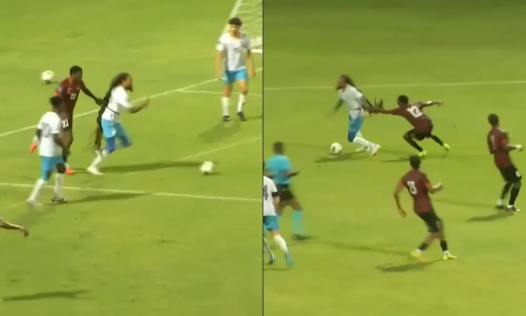 Aedan Scipio participou de duas expulsões de adversários em uma partida da Liga das Nações da Concacaf entre Antígua e …