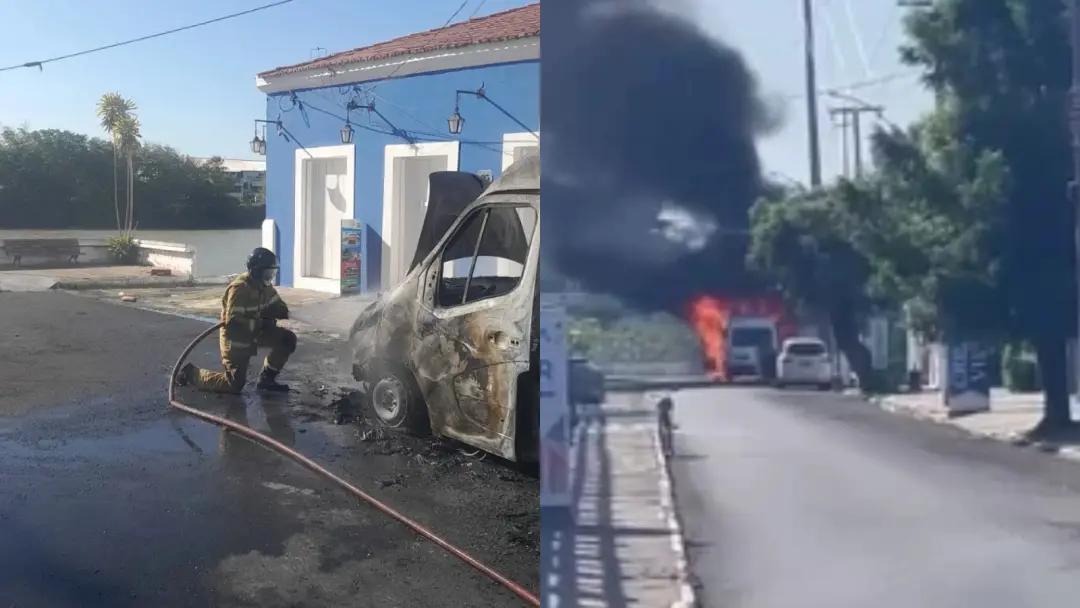 Van de turismo pegou fogo no Porto das Barcas, em Parnaíba, e ficou totalmente destruída. Perda total de um veículo de …