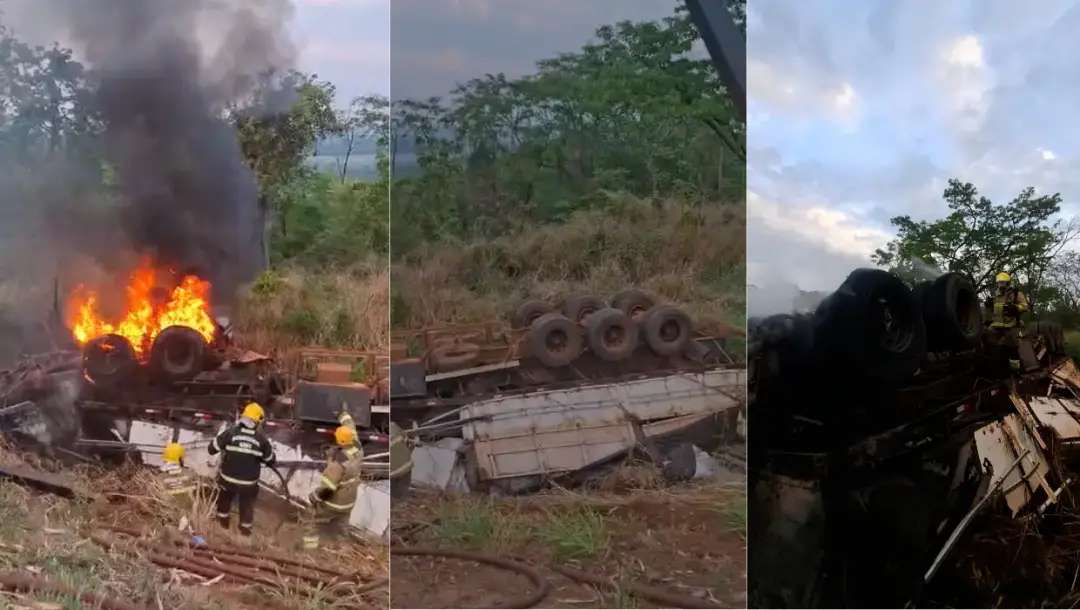 Manhã de sábado na BR-364, em Jataí, um motorista morreu carbonizado após a carreta sair da pista e pegar fogo no km 28…