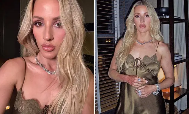 Ellie Goulding apareceu em fotos com um minidress de renda e cetim. Curto a postura dela, que demonstra equilíbrio em v…