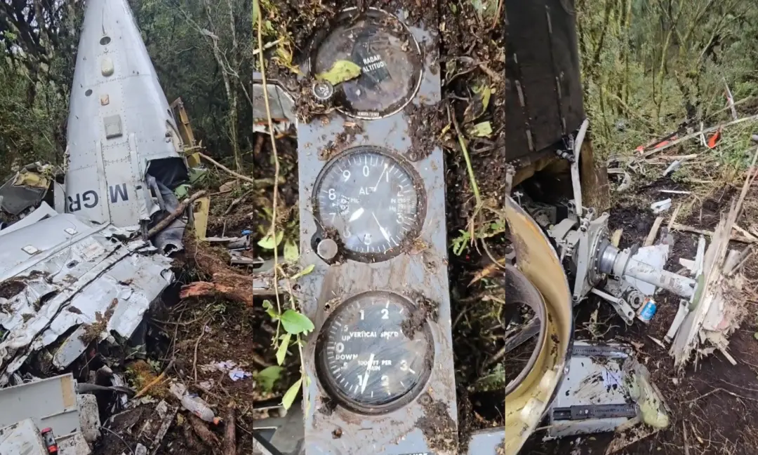 Na Serra de Santa Catarina, helicóptero com cantor Rick e mais quatro pessoas caiu em área de mata fechada. O impacto d…