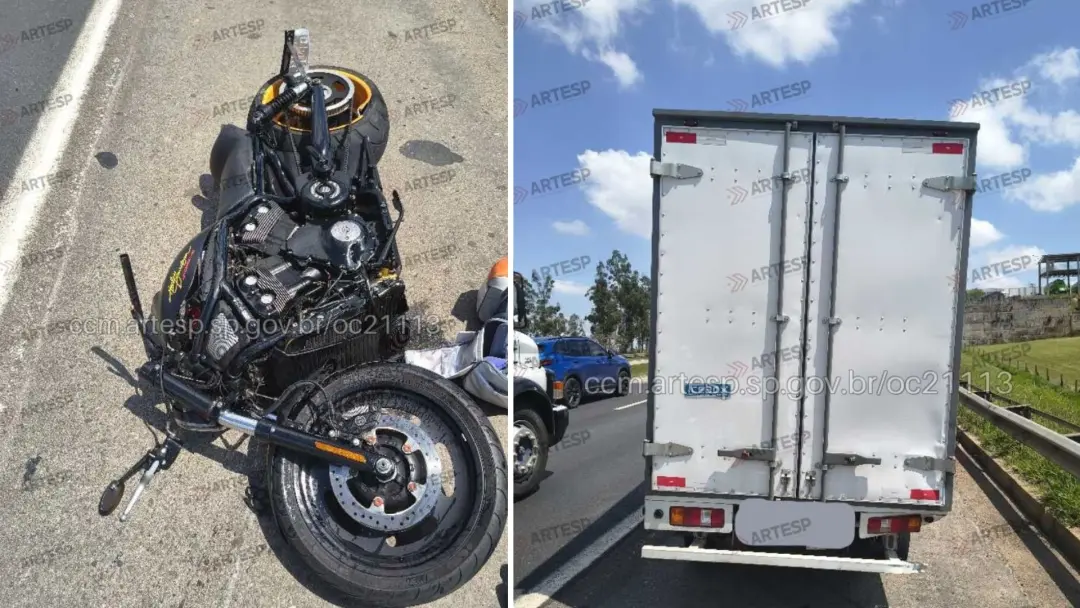 Sorocaba, na Rodovia Senador José Ermírio de Moraes, um motociclista ficou gravemente ferido depois bater no caminhão e…