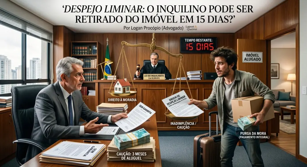 Despejo liminar permite retirar inquilino em quinze dias, antes da defesa. A lei exige que o locador deposite três mese…