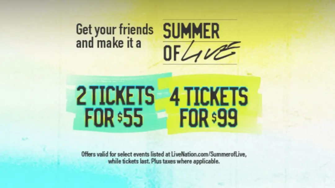 Promoção do Ticketmaster com ingressos 2 por 55 dólares ou 4 por 99 dólares termina dia 29 de setembro. Se for para sai…