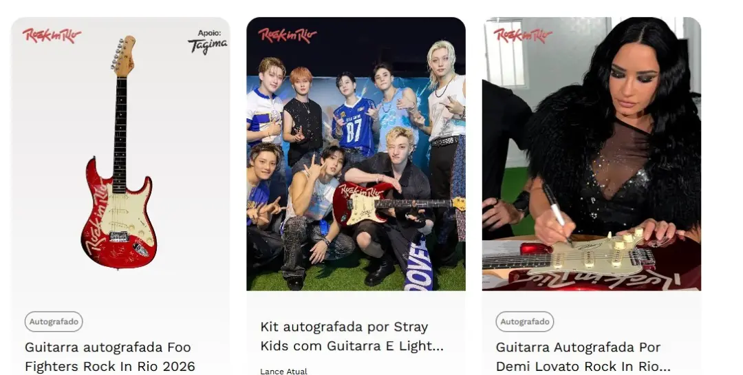 Guitarra autografada pelo Stray Kids bateu R$ 24 mil no leilão beneficente do Rock in Rio. É legal ver que o dinheiro a…