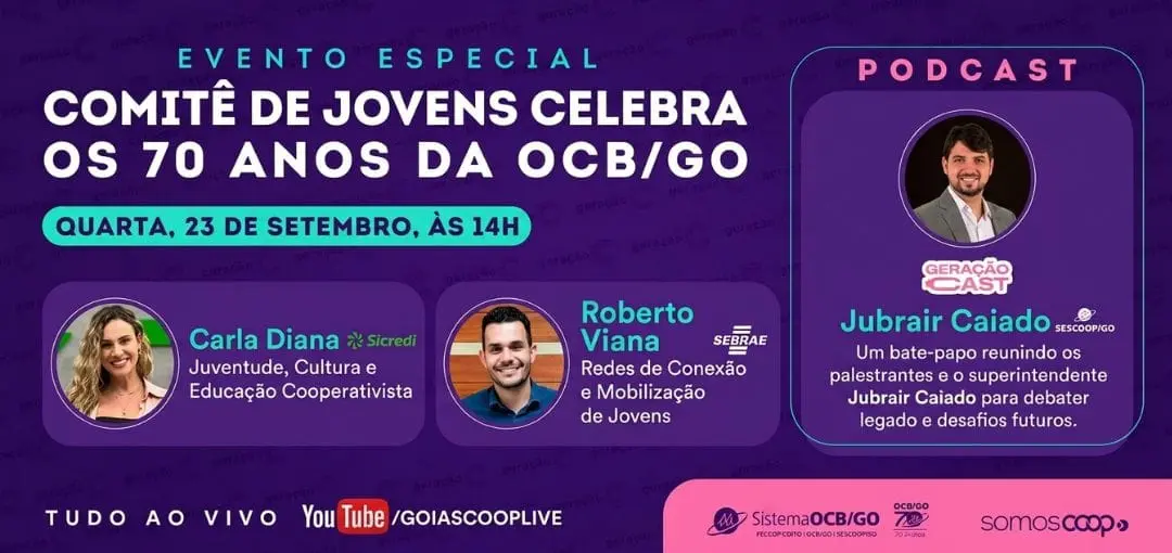 Setenta anos da OCB/GO com debate jovem em Goiânia. A gente acompanha o cooperativismo porque vê o potencial de crescim…