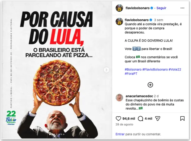 4 a cada 10 posts de Flávio têm críticas a adversarios, segundo levantamento de um periodo entre agosto e setembro de 2…