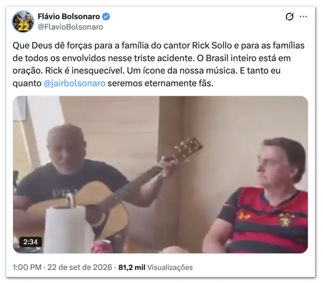 Rick Sollo, sertanejo, faleceu aos 59 anos após queda de helicóptero na Serra Catarinense. É triste ver a perda de quem…