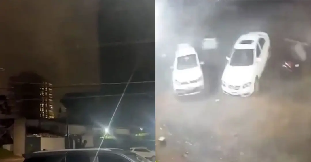Em Francisco Beltrão, um temporal trouxe ventos tão fortes que levantaram e lançaram um carro sobre outro em uma arena.…