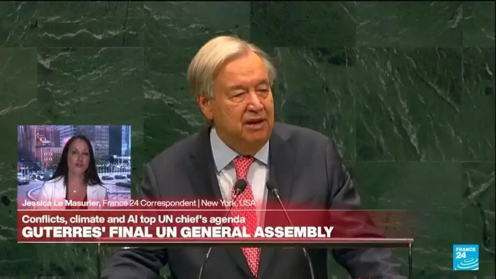 Antonio Guterres fez seu discurso final na Assembleia Geral da ONU pedindo um mundo construído na interdependência para…