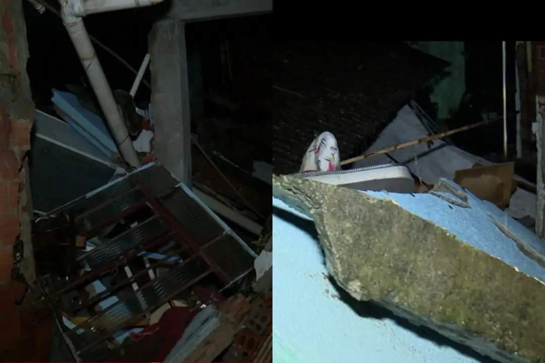 Casal de idosos conseguiu sair de casa em Curitiba antes de o imóvel desabar durante temporal, depois que um muro compr…