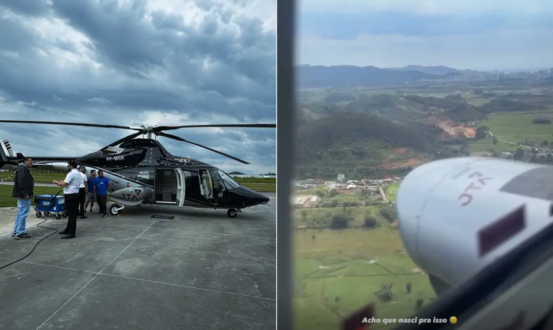 Paulo Soares compartilhou imagens do helicóptero Bell 430 com Rick em Santa Catarina antes do desaparecimento. É um mis…