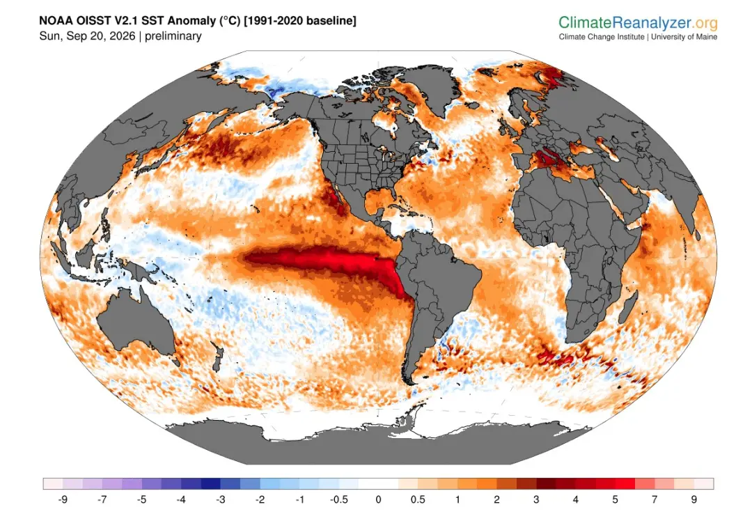 O Oceano Pacífico Equatorial atingiu marca recorde de aquecimento, com anomalias de mais de 3 graus no Niño 3.4. Esse a…