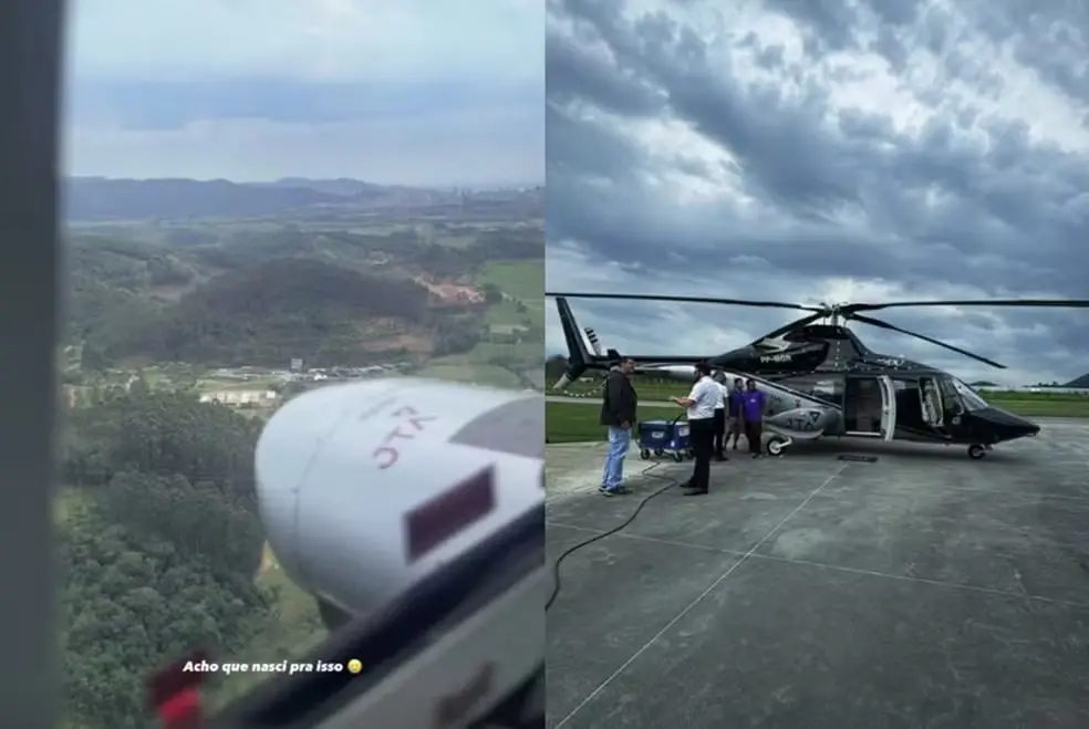 Vídeo do interior do helicóptero PP-MGR mostra Rick, Bruno Avelar e Paulo Soares antes do sumiço em Santa Catarina. É p…