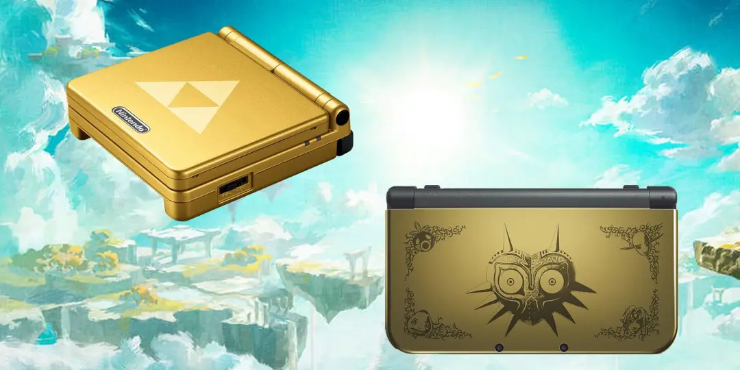 A Nintendo lançou várias edições especiais de consoles inspiradas em The Legend of Zelda, usando ícones como o Brasão D…