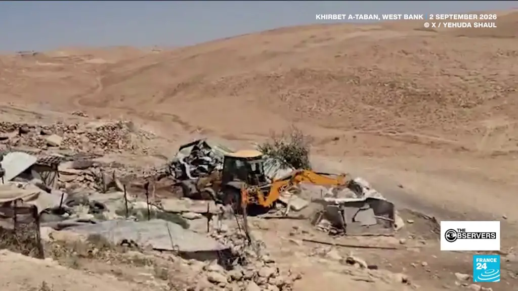 Khirbet a-Taban, na Cisjordânia ocupada, teve uma vila demolida pelo exército israelense em 2 de setembro. Aumenta as d…