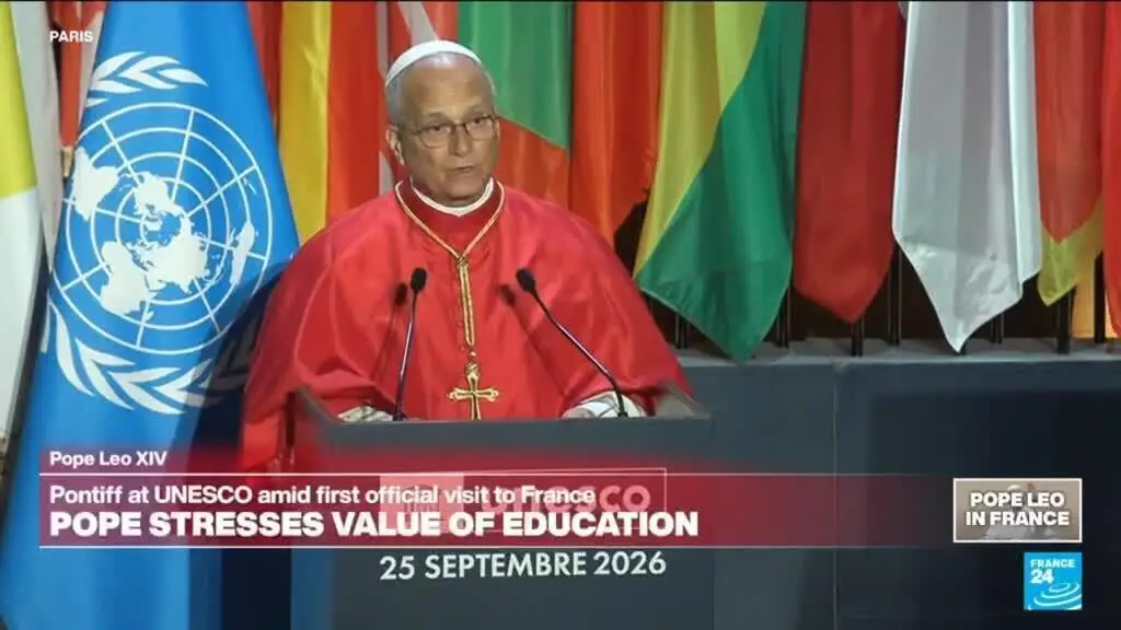 Pope Leo XIV falou sobre paz, cultura, IA e cooperação internacional na UNESCO, durante a primeira parada da visita del…