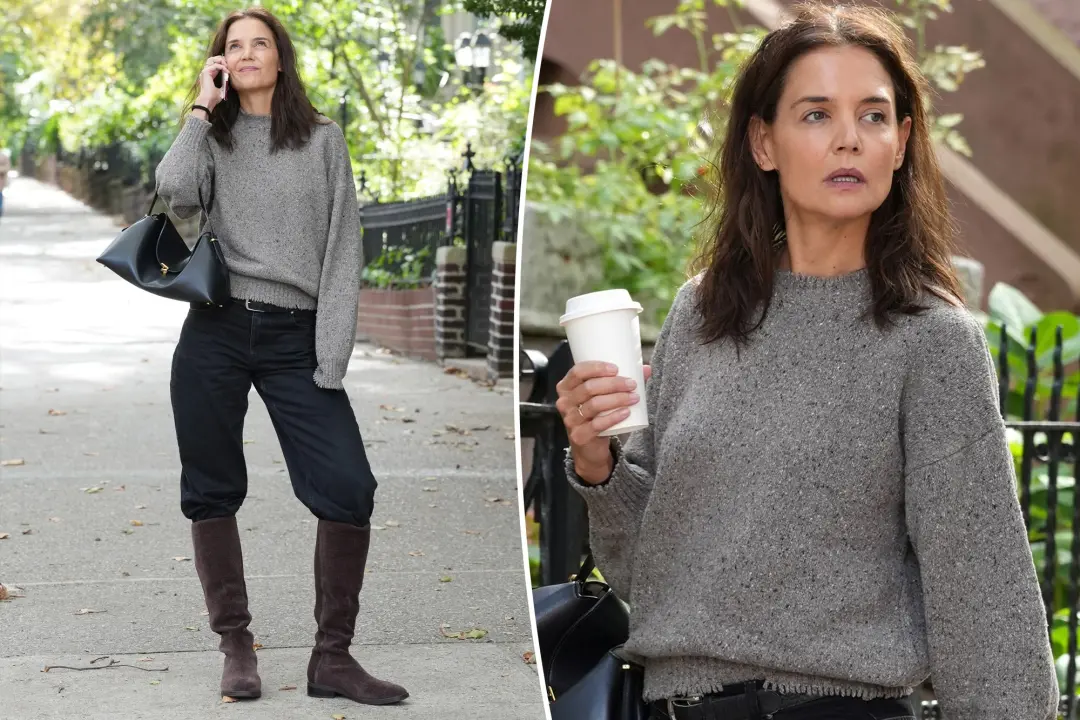Katie Holmes usou botas confortáveis e estilosas em Nova York essa semana. O material resistente à água mostra como o d…