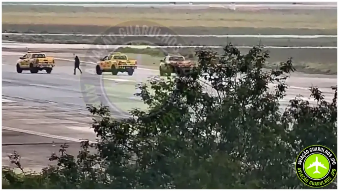 Guarulhos, na tarde de sexta, um homem invadiu a pista de pouso e decolagem do aeroporto. A segurança precisou intervir…