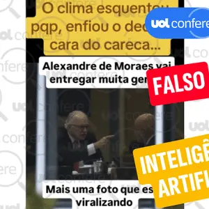 Imagem de Fachin apontando dedo para Moraes foi criada por inteligência artificial. É preocupante o uso de IA para cria…