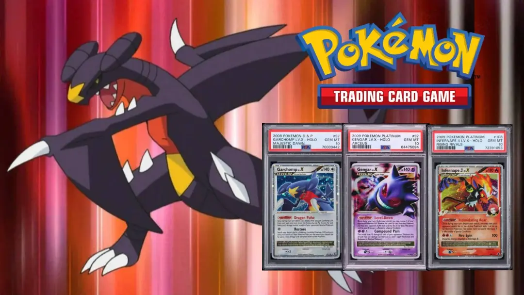 Seis cartas LV.X Pokémon, como Garchomp e Mewtwo, somaram mais de 2,1 milhão de dólares no leilão. Esse valor mostra o …