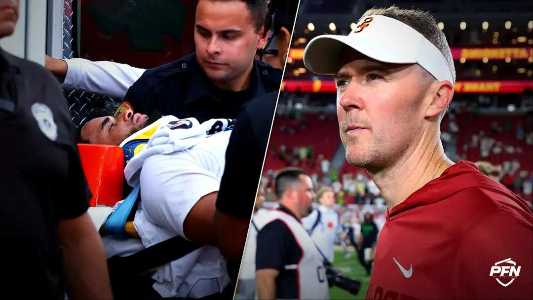 Dante Moore foi retirado da quadra após um choque forte de Desman Stephens II no jogo entre Oregon e USC. A gente tem q…
