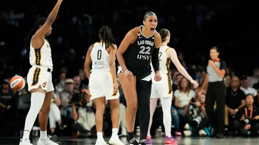 Aja Wilson fez 38 pontos, 16 rebotes e muito mais na vitória do Las Vegas Aces contra Indiana Fever no primeiro jogo do…