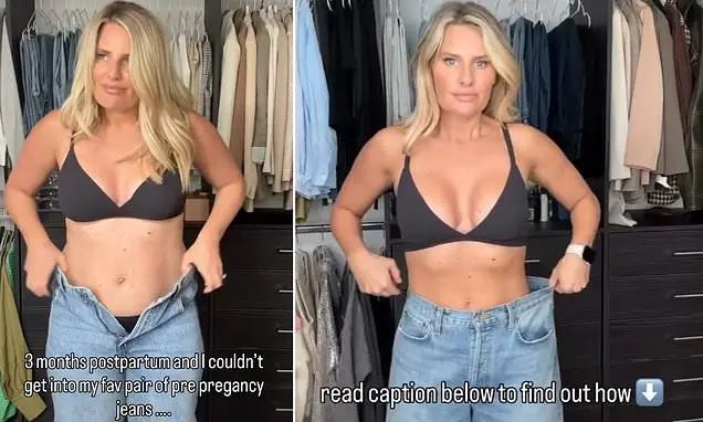 Danielle Armstrong mostrou sua perda de peso pós-parto em um vídeo de transformação, vestindo sutiã e jeans. É legal ve…