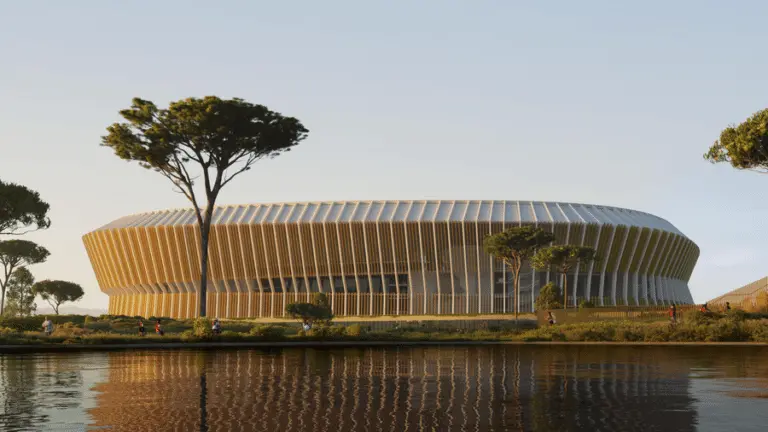Roma, Itália. A construção do novo estádio de Roma em Pietralata pode começar em 2027, ficando pronto até 2029. É um av…