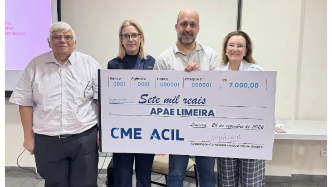 R$ 7 mil doada à APAE de Limeira pelo CME da ACIL após a Corrida Florescer 2026. Ver o esforço coletivo transformar ati…