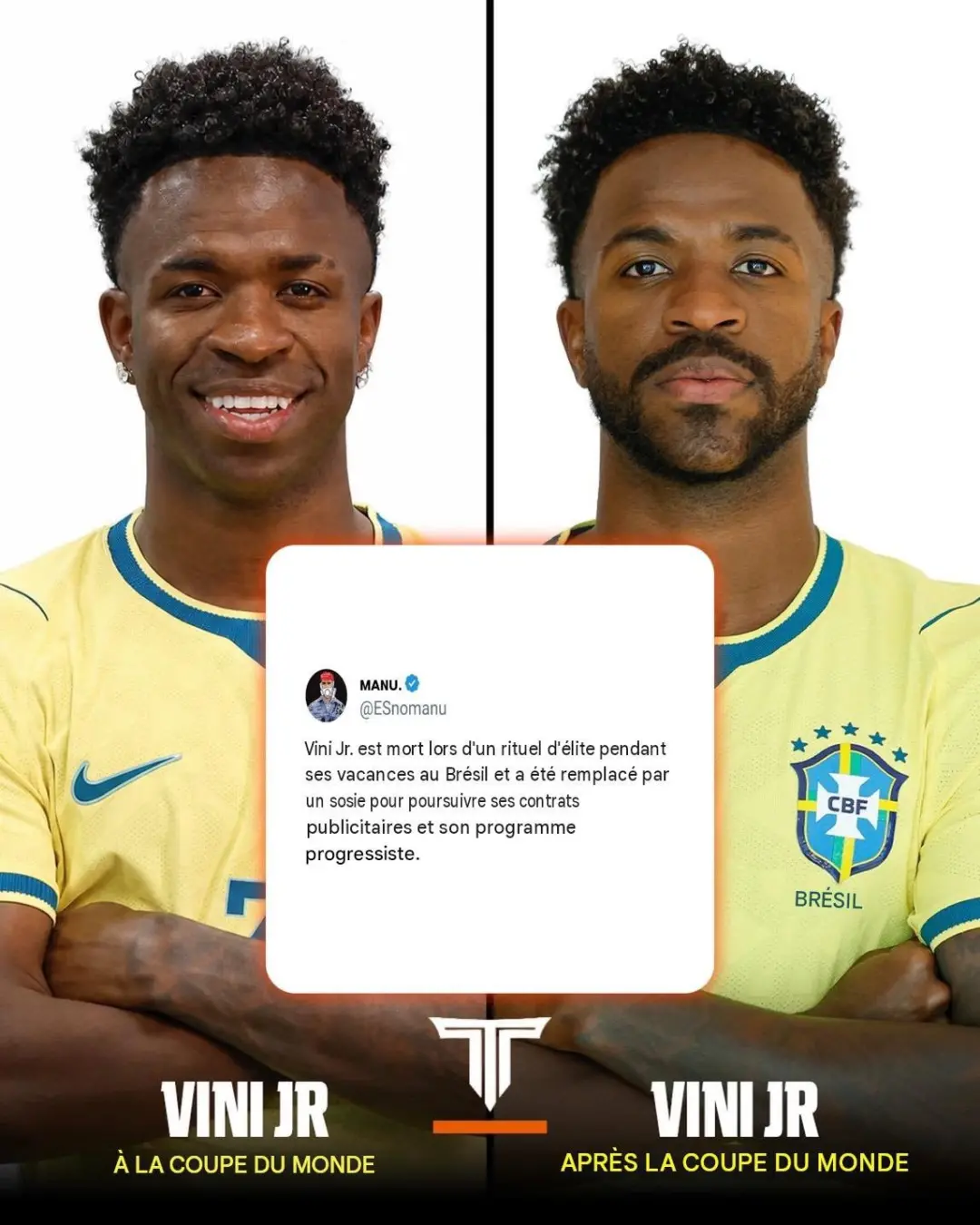 Vini Jr virou alvo de teoria conspiratória nas redes sobre ter sido substituido após a Copa de 2026. A ideia usa fotos …