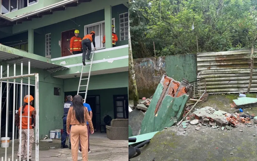 Balneário Camboriú viu escada de um imóvel desabar na sexta e atingir duas crianças, obrigando 30 moradores a sair. É p…