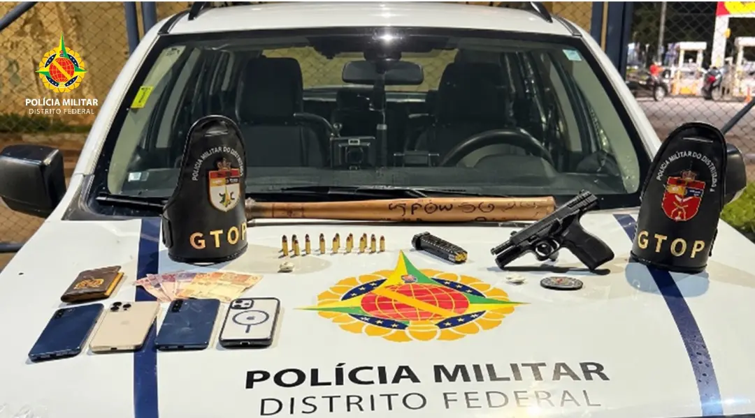 Águas Claras teve três homens presos com pistola de numeração suprimida e 17 munições. O fato surgiu de uma denúncia so…