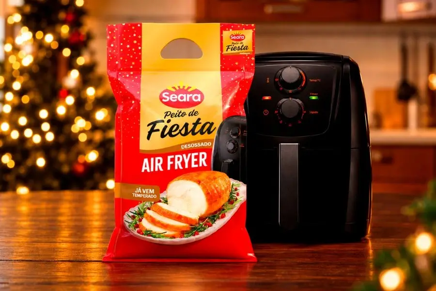 Seara lança Peito de Fiesta para air fryer, mirando em famílias menores. A marca tá apostando nisso porque o número de …
