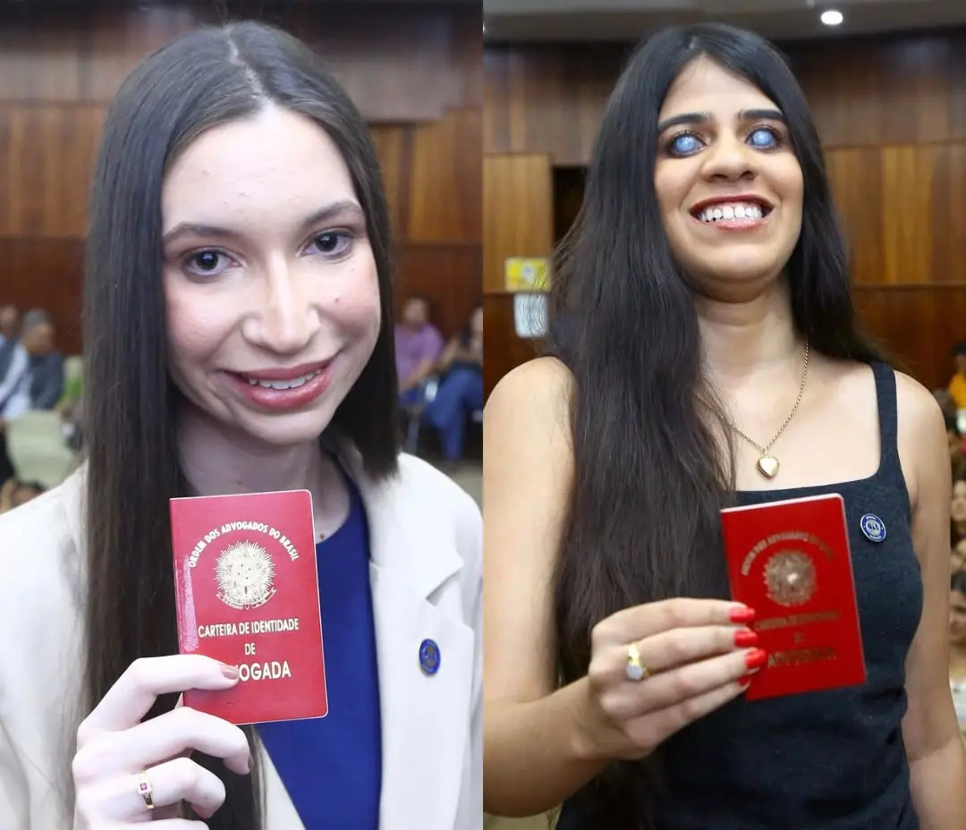 Duas jovens com deficiência visual, Maria Vitória e Laura Soares, passaram de primeira na OAB Goiás e receberam o regis…