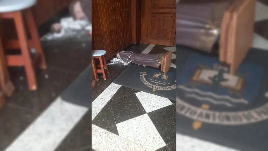 Homem de 34 anos foi preso após quebrar a imagem de Santo Antônio em igreja de Itapuí, SP. Destruir coisa restaurada as…