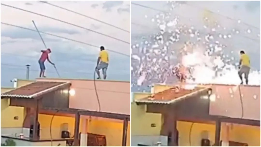 Jaguaruana, Ceará, viu um homem morrer após sofrer descarga elétrica enquanto consertava algo no telhado de um comércio…