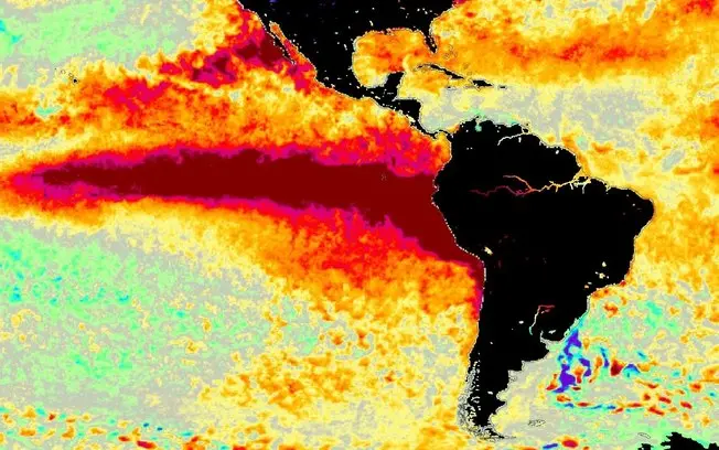 Recorde histórico no Pacífico: a anomalia na Região Niño 3.4 saltou de -0,7ºC para +3,2ºC em tempo recorde. Essa mudanç…